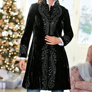 Soft Surroundings Size M Long Velvet Jacket